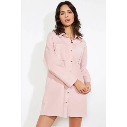 LOLALIZA corduroy blousejurk lichtroze