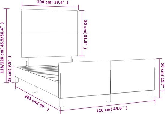 vidaXL Bedframe zonder matras 120x200 cm stof lichtgrijs