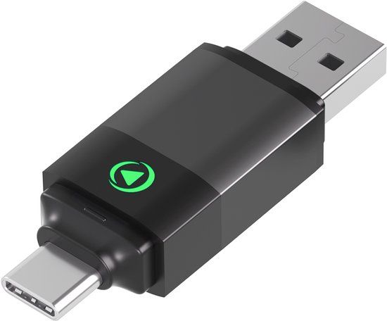 Force Case Draadloze 2-in-1 USB-A / USB-C naar CarPlay / Android Auto Adapter, Zwart / Zilver