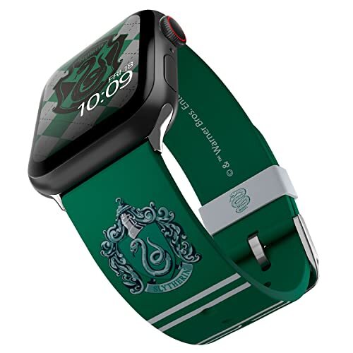 MobyFox Harry Potter - Slytherin Edition - Officieel gelicentieerde siliconen Smartwatch Band compatibel met Apple Watch, past op 38 mm, 40 mm, 42 mm en 44 mm