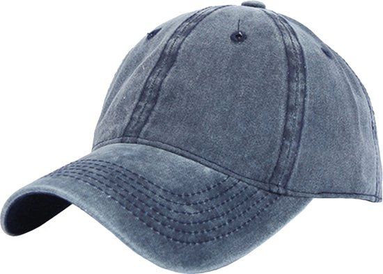 LGT JWLS Lookinggoodtoday Effen Baseball Cap met Faded Look - Donker Blauw