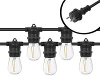 Fonkel Arena 30m LED Prikkabel - IP65 Lichtsnoer Buiten - Koppelbaar - Vaste Lampjes - Inclusief 30x E27 Lampen - Eco - Incl. Stekker