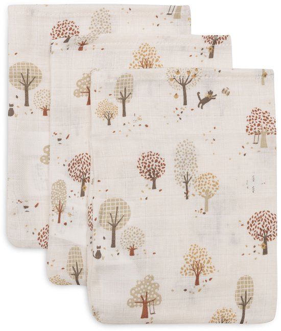 Jollein Hydrofiele Washandjes 15x20cm - Tiny Park - Katoen - 3 Stuks