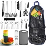 Merkloos Omgoods - Camping Kookgerei Set met Bestek, Borden en Kopjes