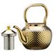 SANQIAHOME Inox Theepot met Zeef - 1.5L - Goud - Voor Inductie & Losse Thee