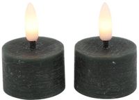 Countryfield LED theelicht rustiek vert 4cm set van 2 decoratief.