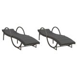 VidaXL Lounge Tuinstoel Gecapitonneerde Zitting Polyrattan Staal Grijs (2 stuks)