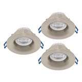 EGLO 3-delige set inbouwspots Salabate, Ø 8,8 cm, badkamer plafondspots | aluminium zilver, warmwit, neutraalwit, koudwit, IP65