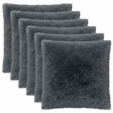vidaXL Kussensloop 6 stuks Heerlen Antracietkleurig 80 x 80 cm PV Fleece