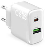 SBS Chargeur mural 70W pour MacBook avec double port USB-C Power Delivery et USB-A