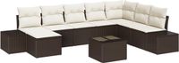 vidaXL Tuinbank Set 8 st Bruin en Crème poly rattan