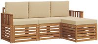 vidaXL Acacia Hout Bank Loungeset 4-Persoons Natuurlijk en Beige