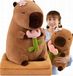 Mascotte en peluche Capybara 3 en 1 grande peluche coussin 45 cm + couverture