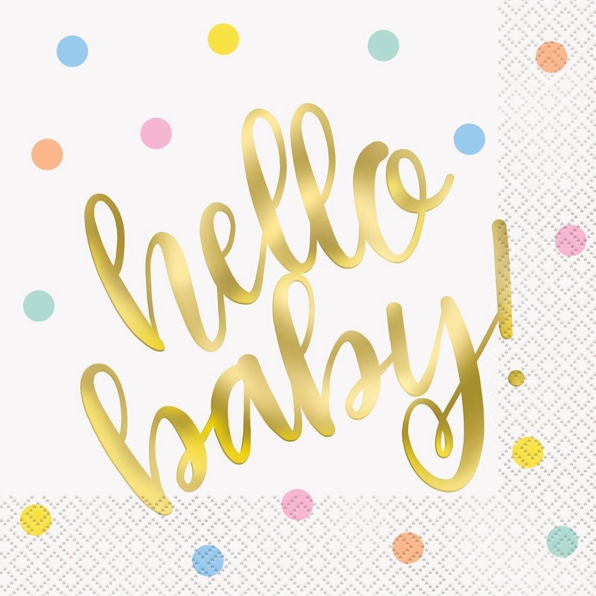 Unique Servetten Hello Baby 33 Cm Papier Wit/goud 16 Stuks