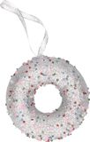 Decoris Kaemingk B.V. 1x Kersthangers figuurtjes donut met kraaltjes 10 cm - Donut thema kerstboomhangers
