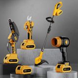 HDeye 4-in-1 Accu-gereedschapset: Kettingzaag, snoeischaar, grastrimmer en bladblazer, met 2 accu's