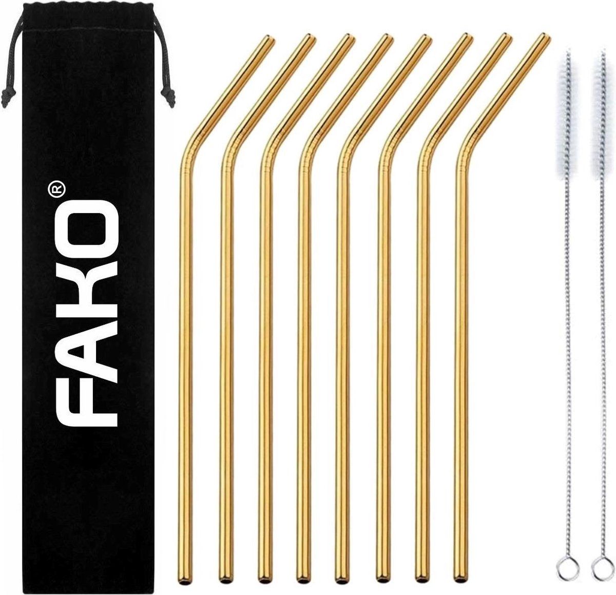 Fako Bijoux RVS Rietjes - 8 Stuks - Gebogen - 21 cm - Goudkleurig