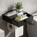 Unyqoos® Toiletrolhouder met lade en opbergruimte, zonder boren, mat zwart aluminium