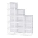 Ochama Lot de 12 boîtes de rangement empilables pour baskets, boîtes de rangement transparentes en plastique pour chaussures pour placard, blanc