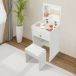 Table de maquillage à clapet, vanité polyvalente, table de chevet avec rangement, tabouret et miroir pour chambre à coucher