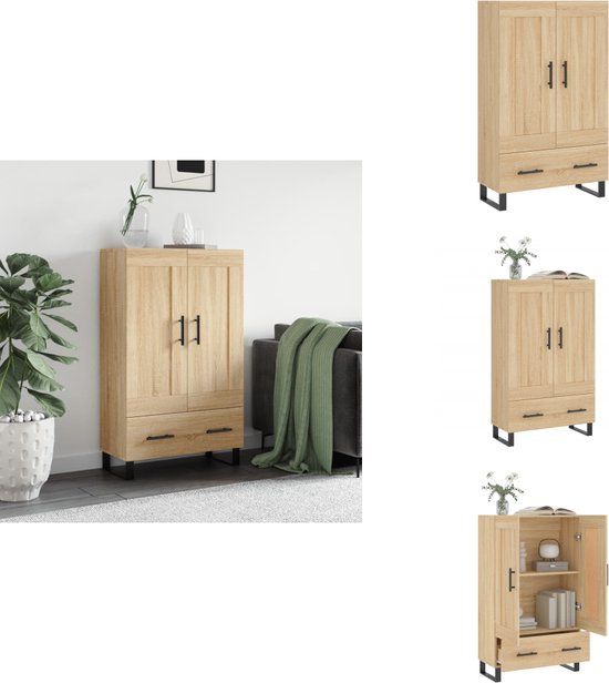 vidaXL Hoge kast - 69,5x31x115 cm - Bewerkt hout - Sonoma eikenkleurig