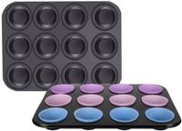 Ruhhy Muffin bakvorm - 2 stuks - 12 cups - grafiet - staal en siliconen