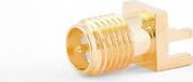 RP-SMA-connector, carré, pour montage sur circuit imprimé, version à souder, adapté aux circuits imprimés