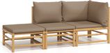 vidaXL Loungeset met kussens bamboe taupe