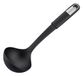 Fackelmann Lepel 31 cm SENSE, soeplepel met functioneel deel van kunststof, antislip soft-touch handvat, voor gecoate pannen en potten (kleur: zilver/zwart), hoeveelheid: 1 stuk