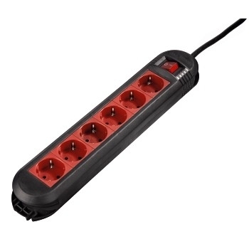 Hama Distribution Panel "Colour", 6-way, black/red