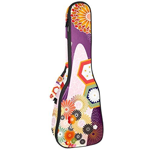 Mersov Tenor Ukulele Gigbag Waterdichte Ukelele Case Gewatteerde Rugzak, Kleurrijke Bloemen