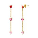 Lucardi Dames Stalen goldplated oorhangers met rood zirkonia hart