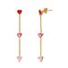 Lucardi Dames Stalen goldplated oorhangers met rood zirkonia hart