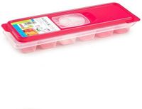 PLASTICFORTE IJsblokjesvorm met deksel - 12 ijsklontjes - kunststof - fuchsia roze