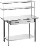 VEVOR Werktafel 1220 x 610 x 1400 mm Roestvrij Staal met 2 Lades