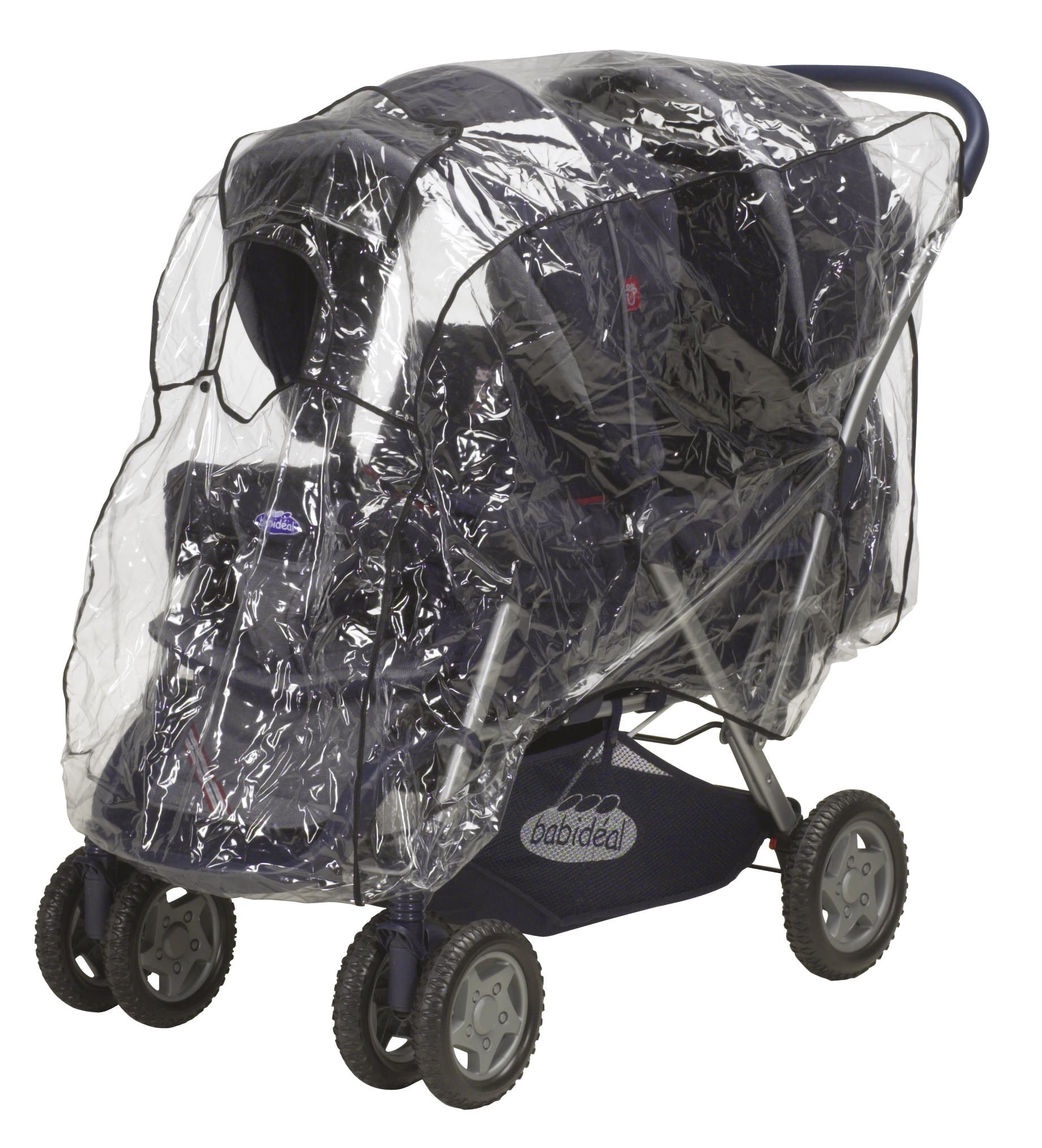 Playshoes Universele regenhoes voor broers en zussen, tandemwagen regenhoes, met klittenbandsluiting en elastiek, transparant, one size transparant