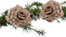 Cosy&Trendy Billiet - Vanlaere Kerstboom bloemen op clip - 2x stuks - champagne - kunststof - 18 cm