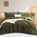 Pluizen dekbedovertrek set, 135x200 cm, vert, fausse fourrure, hiver