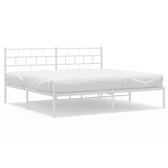 vidaXL Bedframe met hoofdbord metaal wit 193x203 cm
