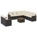 VidaXL Loungeset met kussens, polyrotan, zwart