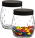 Urban Living Pot de conservation Mora - 2x - 1.2L - verre - noir - D13 x H15 cm