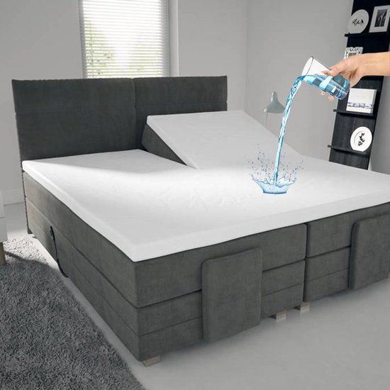 Zavelo Katoen Molton Waterdicht Split-Topper Hoeslaken - Lits-jumeaux (180x210 cm) - Wit