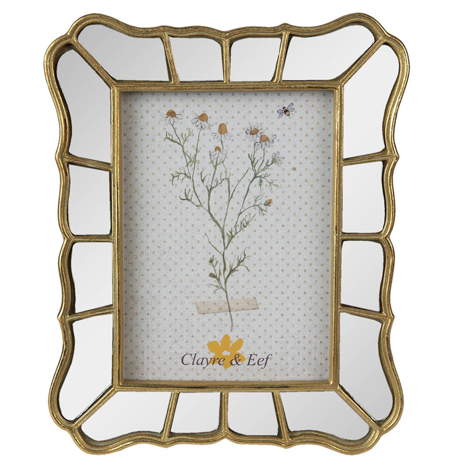 Clayre & Eef Fotolijst 13x18 cm Goudkleurig Kunststof Fotokader Wissellijst Foto Frame