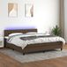 Maison Exclusive - Lit boxspring avec matelas et éclairage LED, brun foncé, 160x200 cm, textile
