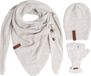Knit Factory 3-delige Dames Winterset - Coco Omslagdoek - Coco Muts - Cleo Vingerloze Handschoenen - Beige