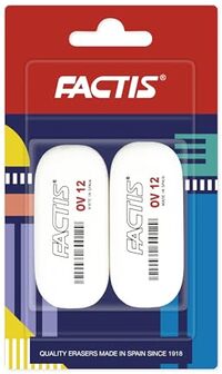 OV12 FACTIS® Oval Eraser Blister Pack of 2