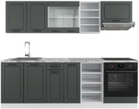Vicco R-Line Complete keukeneenheid – 240 cm, WB Marmer Antraciet landhuis/wit