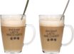Excellent Houseware Latte macchiato glazen set - 2x - incl. lepels - glas - 300 ml - koffie glazen