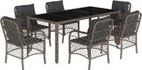 vidaXL 7-delige Tuinset met kussens poly rattan grijs