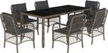 vidaXL 7-delige Tuinset met kussens poly rattan grijs